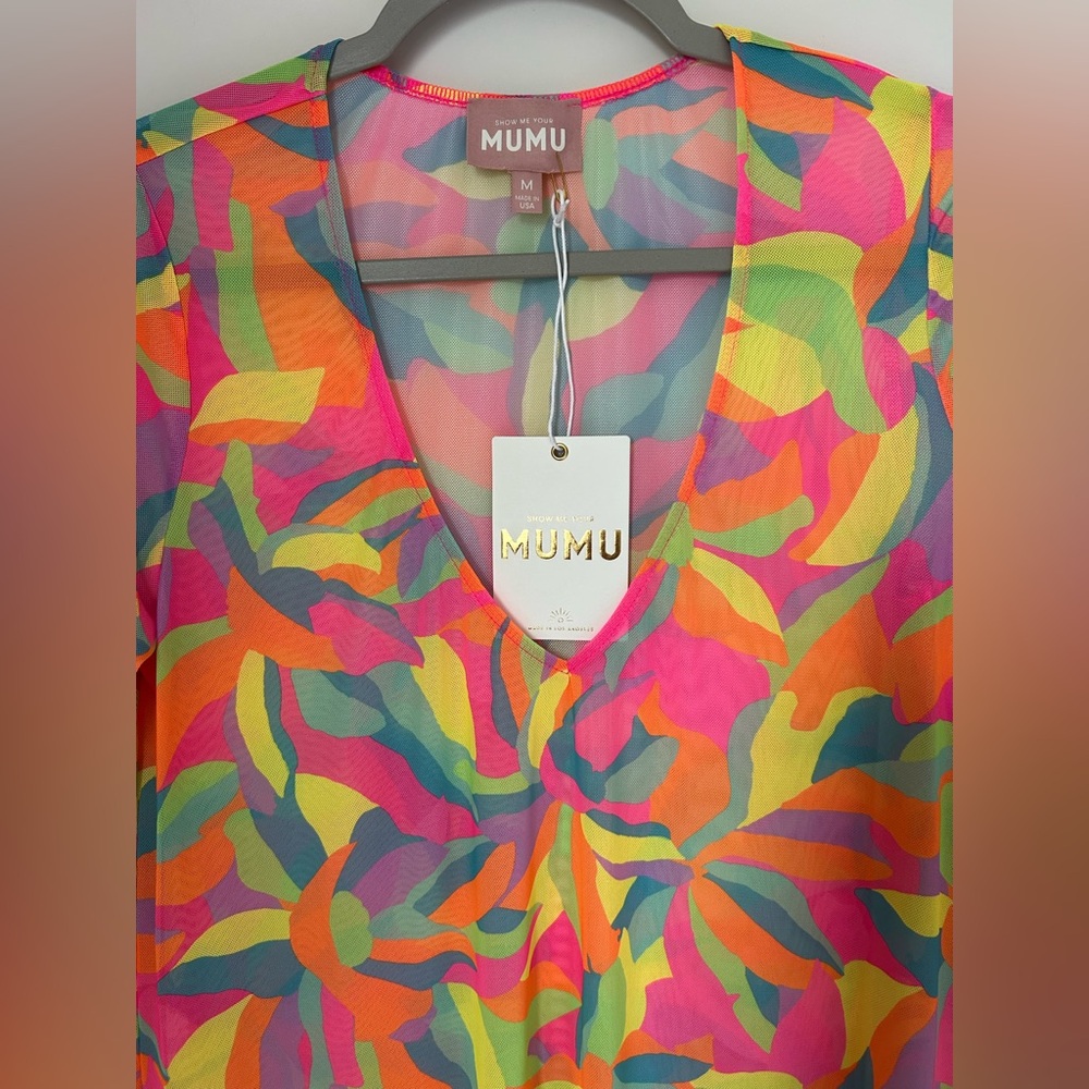 Show me your Mumu mesh neon abstract printed maxi cover up dress - Picture 2 of 5